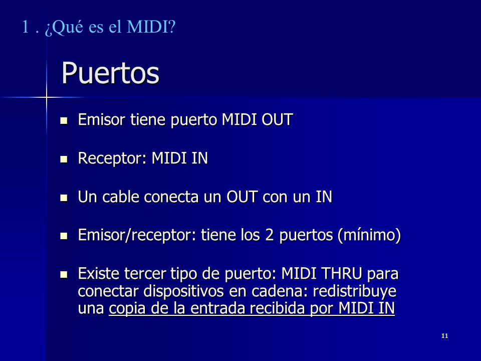 Puertos 1 . ¿Qué es el MIDI Emisor tiene puerto MIDI OUT