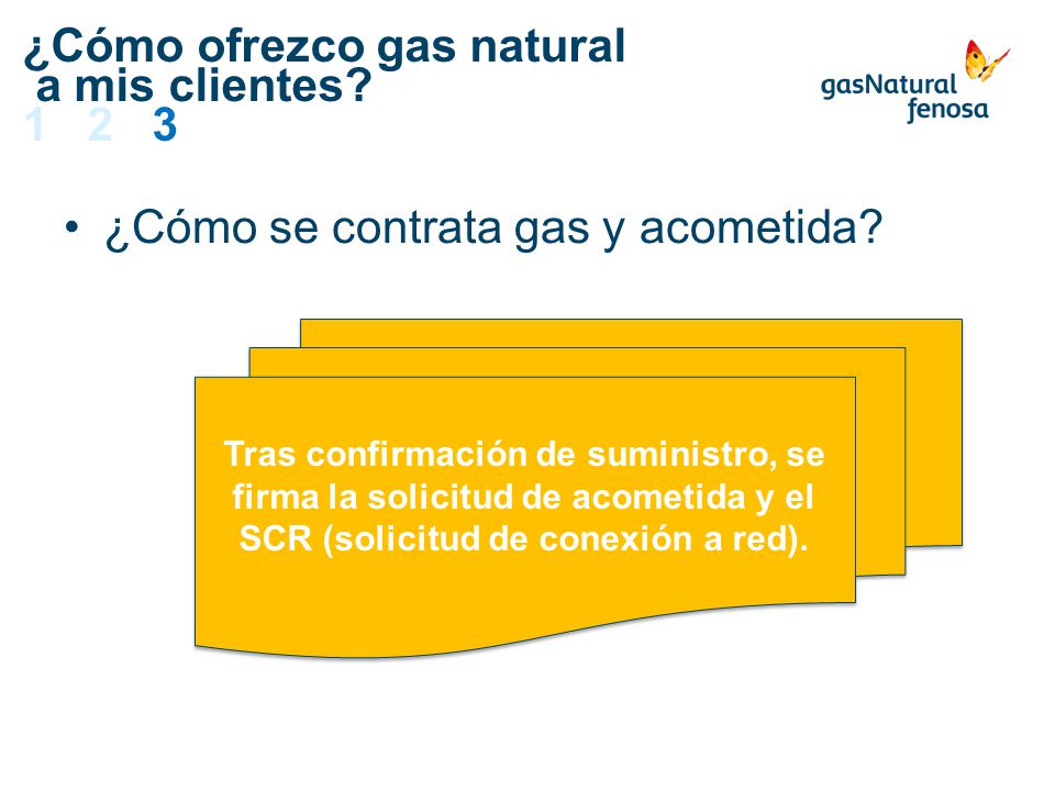 ¿Cómo ofrezco gas natural a mis clientes 1 2 3