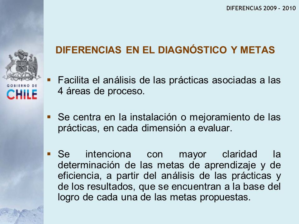 DIFERENCIAS EN EL DIAGNÓSTICO Y METAS