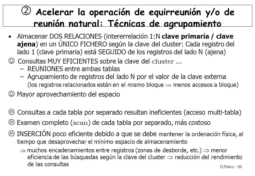  Acelerar la operación de equirreunión y/o de reunión natural: Técnicas de agrupamiento