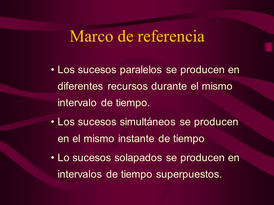 Marco de referencia Los sucesos paralelos se producen en diferentes recursos durante el mismo intervalo de tiempo.