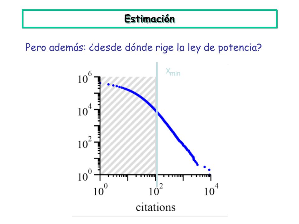 Estimación Pero además: ¿desde dónde rige la ley de potencia xmin