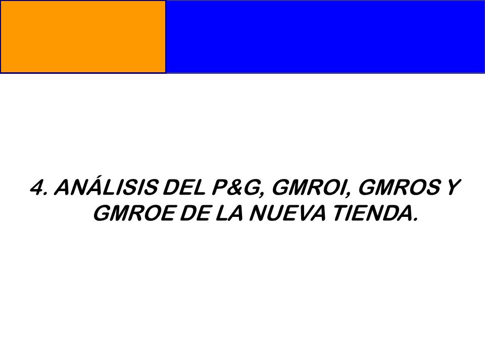 4. ANÁLISIS DEL P&G, GMROI, GMROS Y GMROE DE LA NUEVA TIENDA.