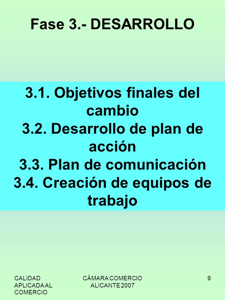 3.1. Objetivos finales del cambio 3.2. Desarrollo de plan de acción