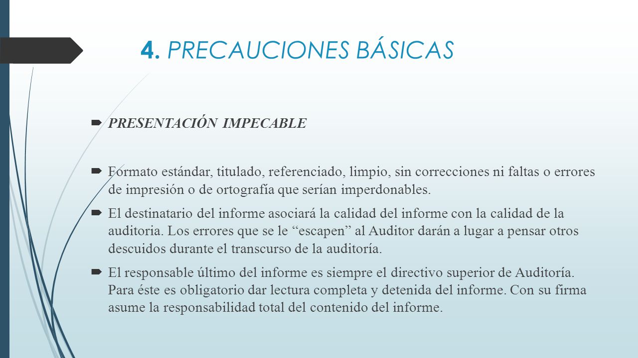 4. PRECAUCIONES BÁSICAS PRESENTACIÓN IMPECABLE