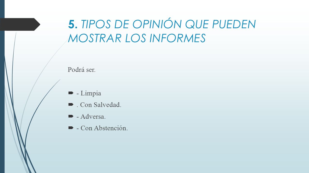 5. TIPOS DE OPINIÓN QUE PUEDEN MOSTRAR LOS INFORMES
