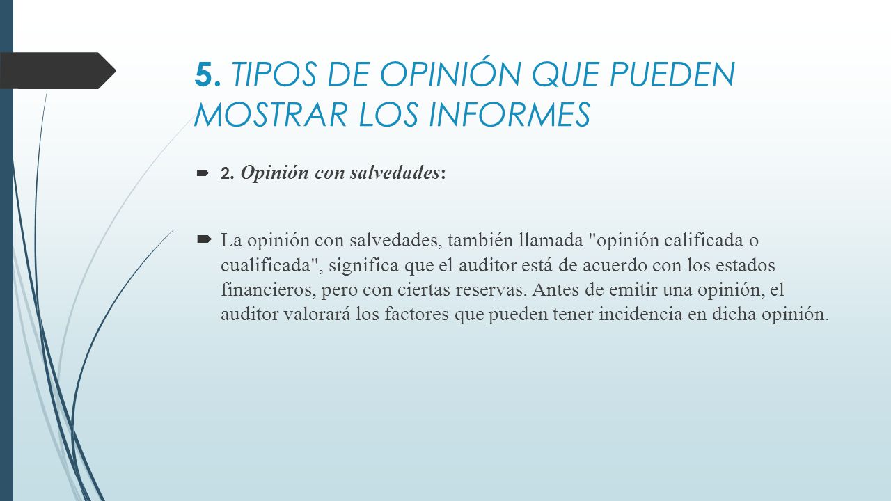 5. TIPOS DE OPINIÓN QUE PUEDEN MOSTRAR LOS INFORMES