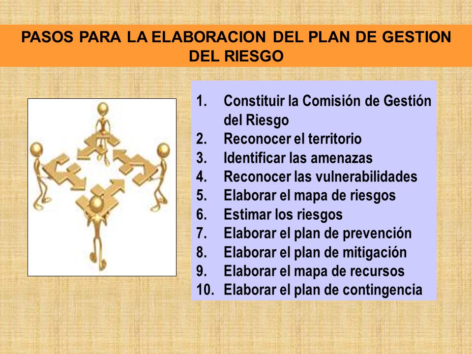 PASOS PARA LA ELABORACION DEL PLAN DE GESTION DEL RIESGO