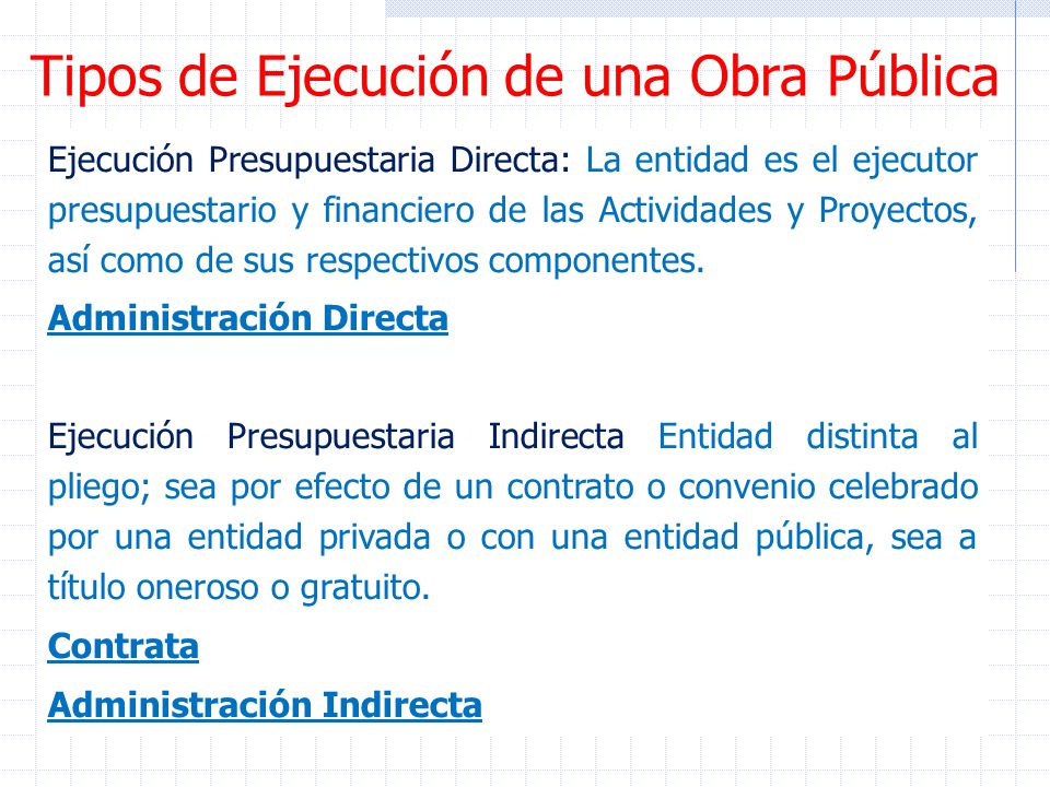 Tipos de Ejecución de una Obra Pública
