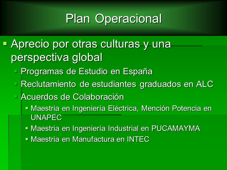 Plan Operacional Aprecio por otras culturas y una perspectiva global