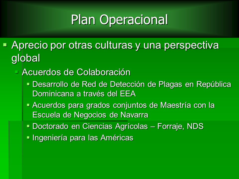 Plan Operacional Aprecio por otras culturas y una perspectiva global