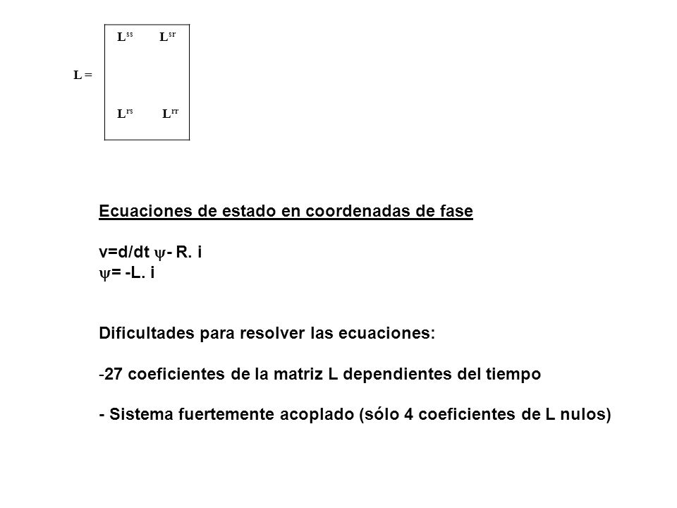 Ecuaciones de estado en coordenadas de fase v=d/dt - R. i = -L. i