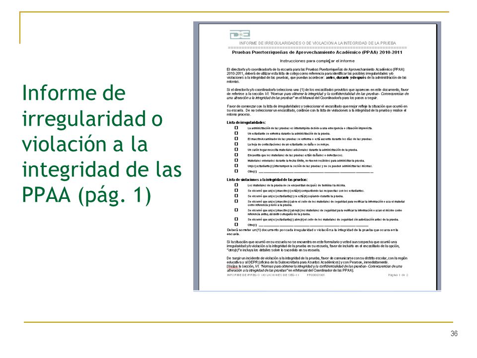 Informe de irregularidad o violación a la integridad de las PPAA (pág