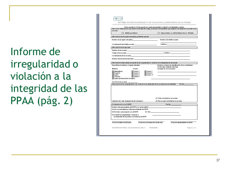 Informe de irregularidad o violación a la integridad de las PPAA (pág