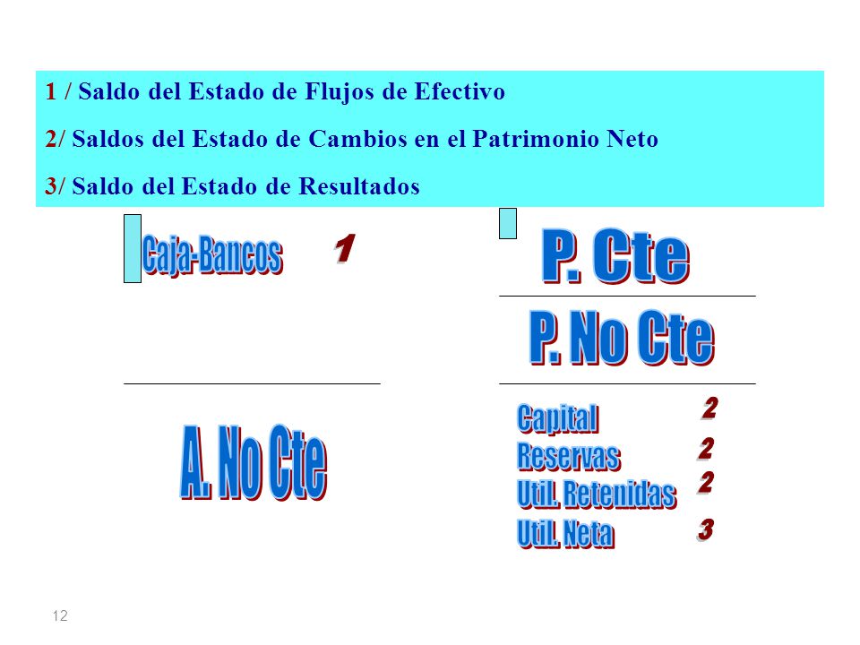P. Cte P. No Cte A. No Cte 1 / Saldo del Estado de Flujos de Efectivo