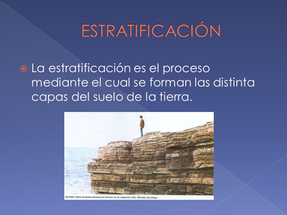 ESTRATIFICACIÓN La estratificación es el proceso mediante el cual se forman las distinta capas del suelo de la tierra.