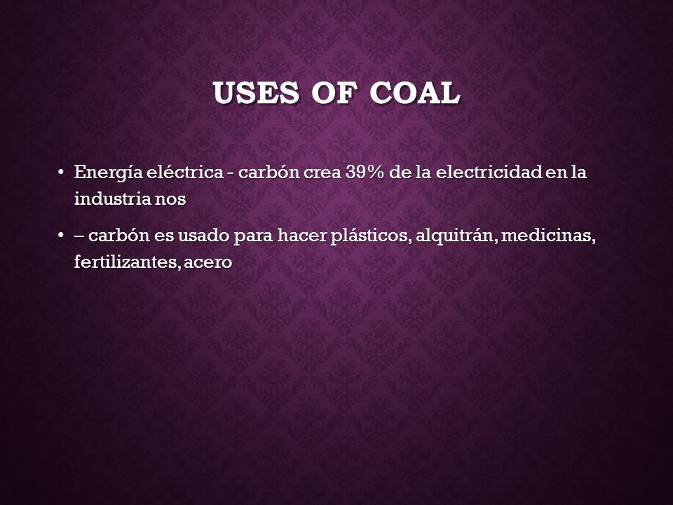 Uses of coal Energía eléctrica - carbón crea 39% de la electricidad en la industria nos.