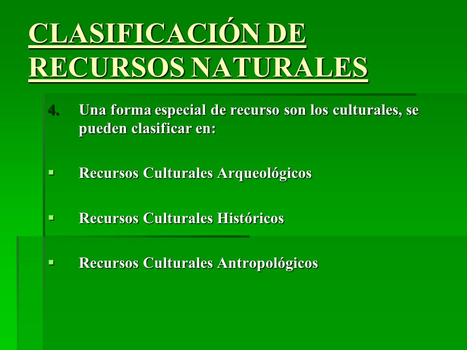 CLASIFICACIÓN DE RECURSOS NATURALES