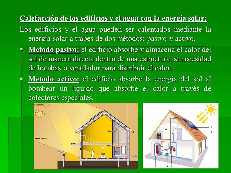 Calefacción de los edificios y el agua con la energía solar: