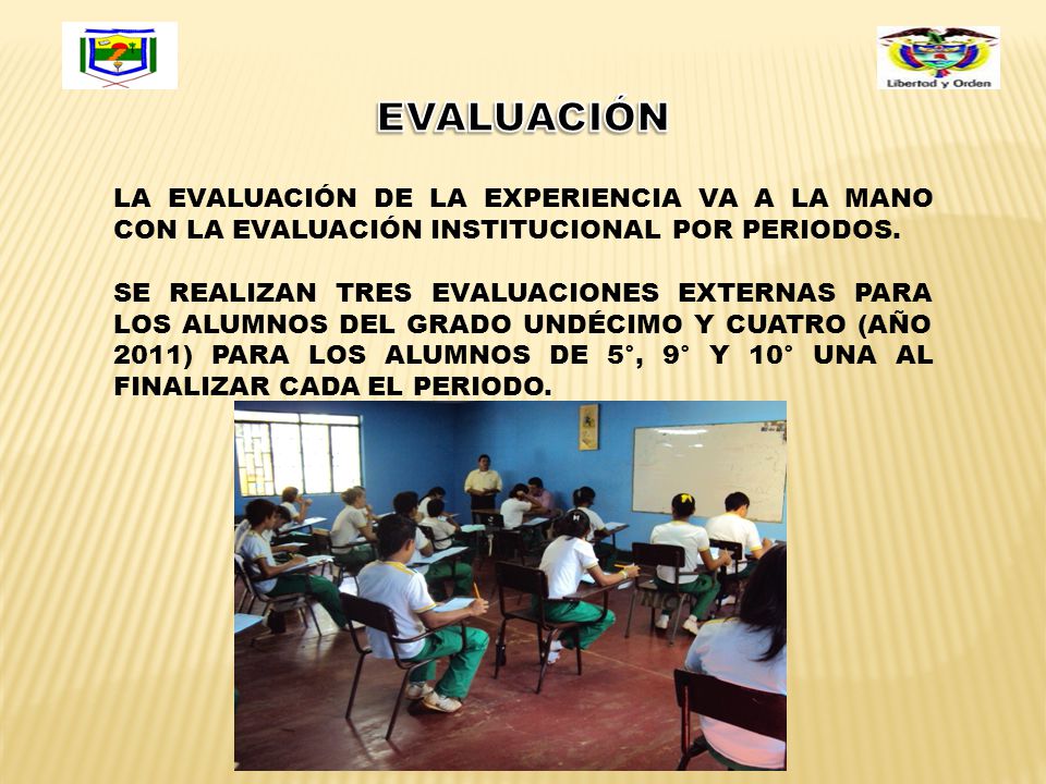 EVALUACIÓN LA EVALUACIÓN DE LA EXPERIENCIA VA A LA MANO CON LA EVALUACIÓN INSTITUCIONAL POR PERIODOS.