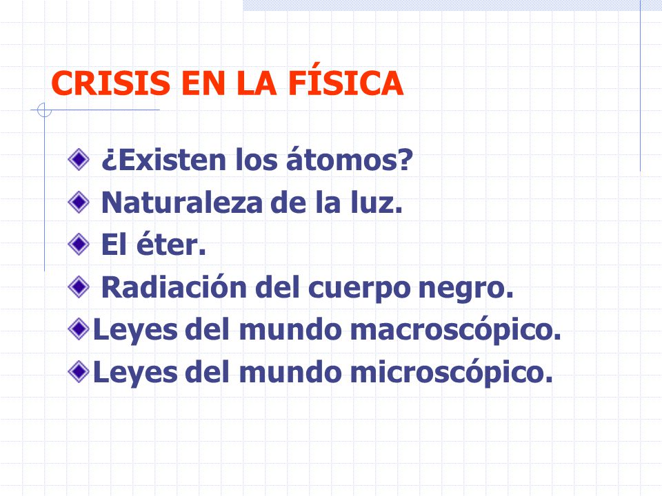 CRISIS EN LA FÍSICA ¿Existen los átomos Naturaleza de la luz.