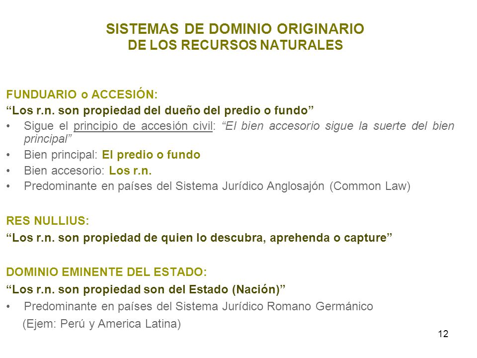 SISTEMAS DE DOMINIO ORIGINARIO DE LOS RECURSOS NATURALES