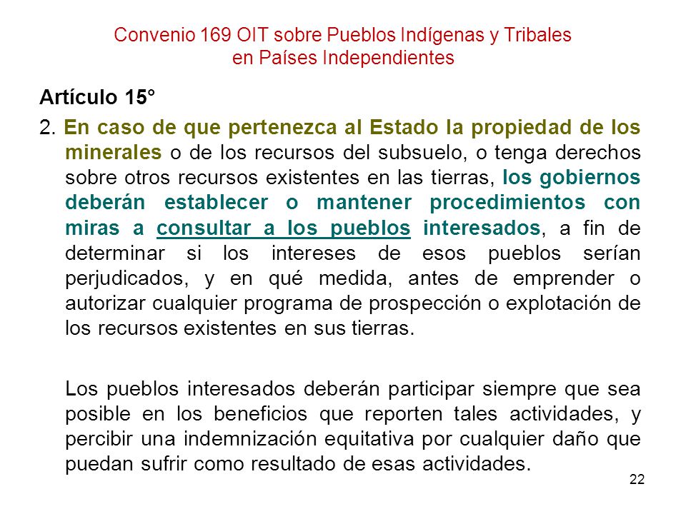 Convenio 169 OIT sobre Pueblos Indígenas y Tribales en Países Independientes