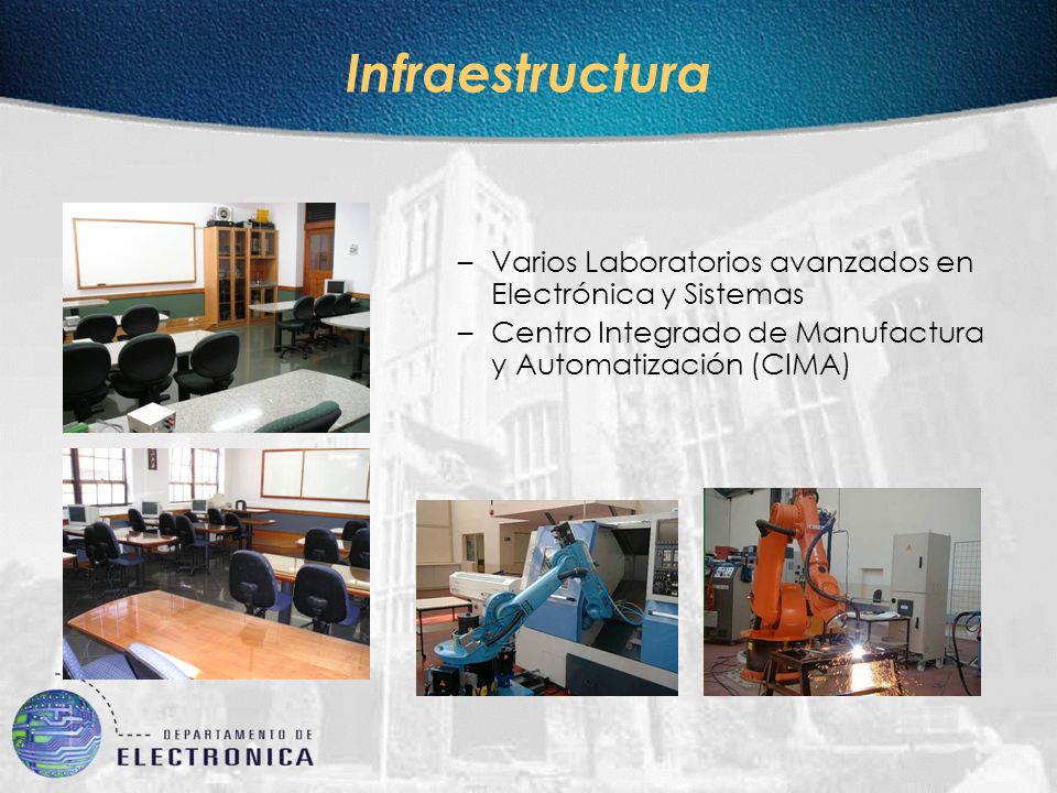 Infraestructura Varios Laboratorios avanzados en Electrónica y Sistemas.