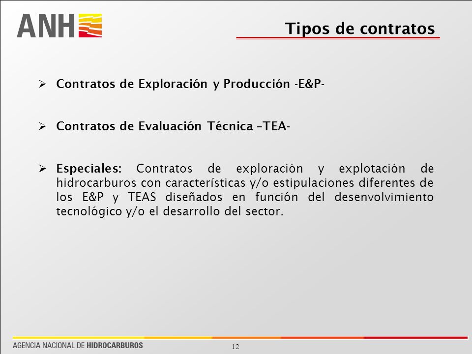 Tipos de contratos Contratos de Exploración y Producción -E&P-