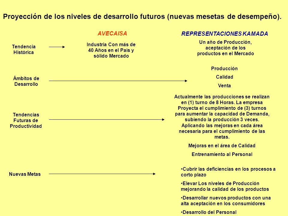 Proyección de los niveles de desarrollo futuros (nuevas mesetas de desempeño).