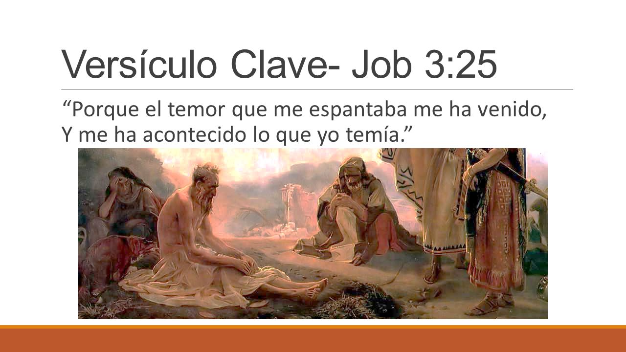 Versículo Clave- Job 3:25 Porque el temor que me espantaba me ha venido, Y me ha acontecido lo que yo temía.