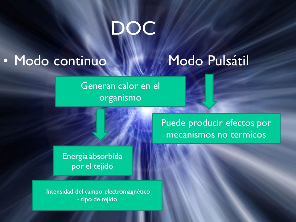 DOC Modo continuo Modo Pulsátil Generan calor en el organismo