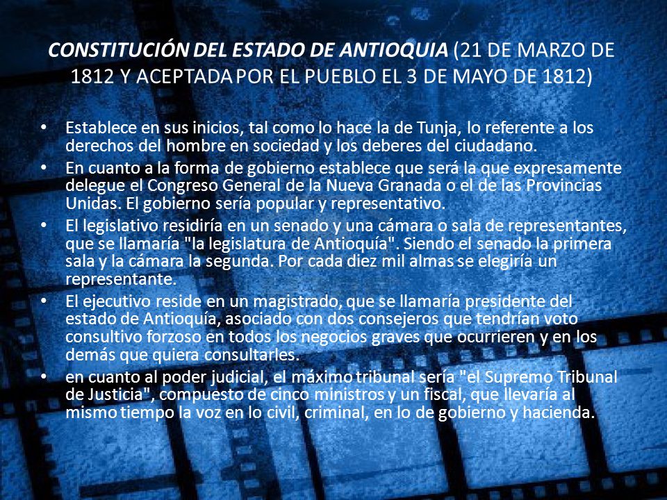 CONSTITUCIÓN DEL ESTADO DE ANTIOQUIA (21 DE MARZO DE 1812 Y ACEPTADA POR EL PUEBLO EL 3 DE MAYO DE 1812)