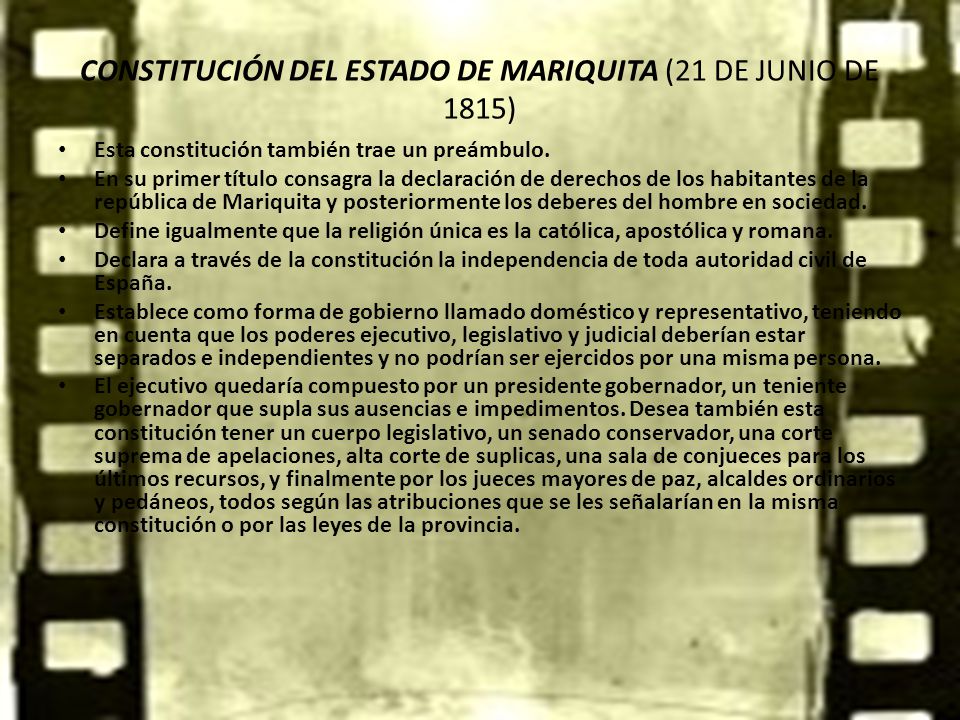 CONSTITUCIÓN DEL ESTADO DE MARIQUITA (21 DE JUNIO DE 1815)