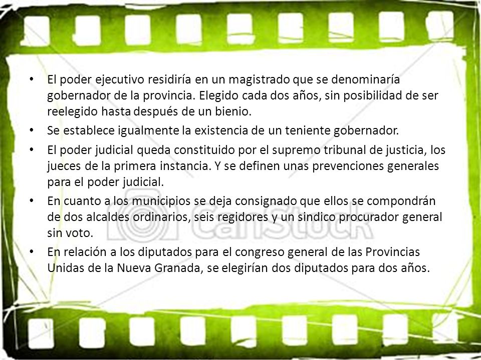 El poder ejecutivo residiría en un magistrado que se denominaría gobernador de la provincia. Elegido cada dos años, sin posibilidad de ser reelegido hasta después de un bienio.