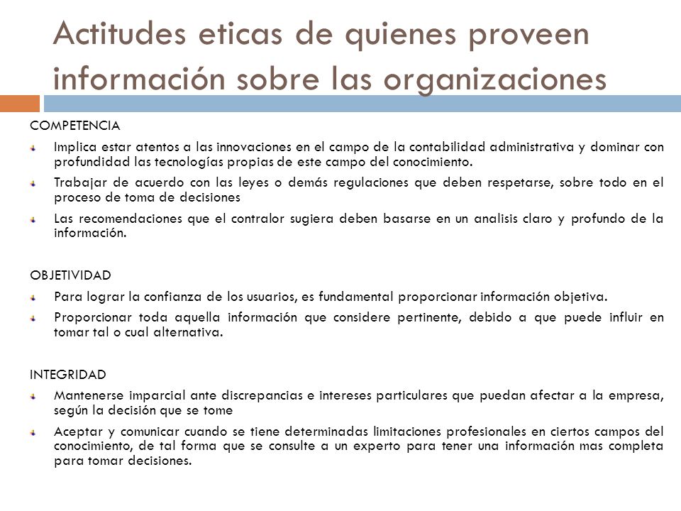 Actitudes eticas de quienes proveen información sobre las organizaciones