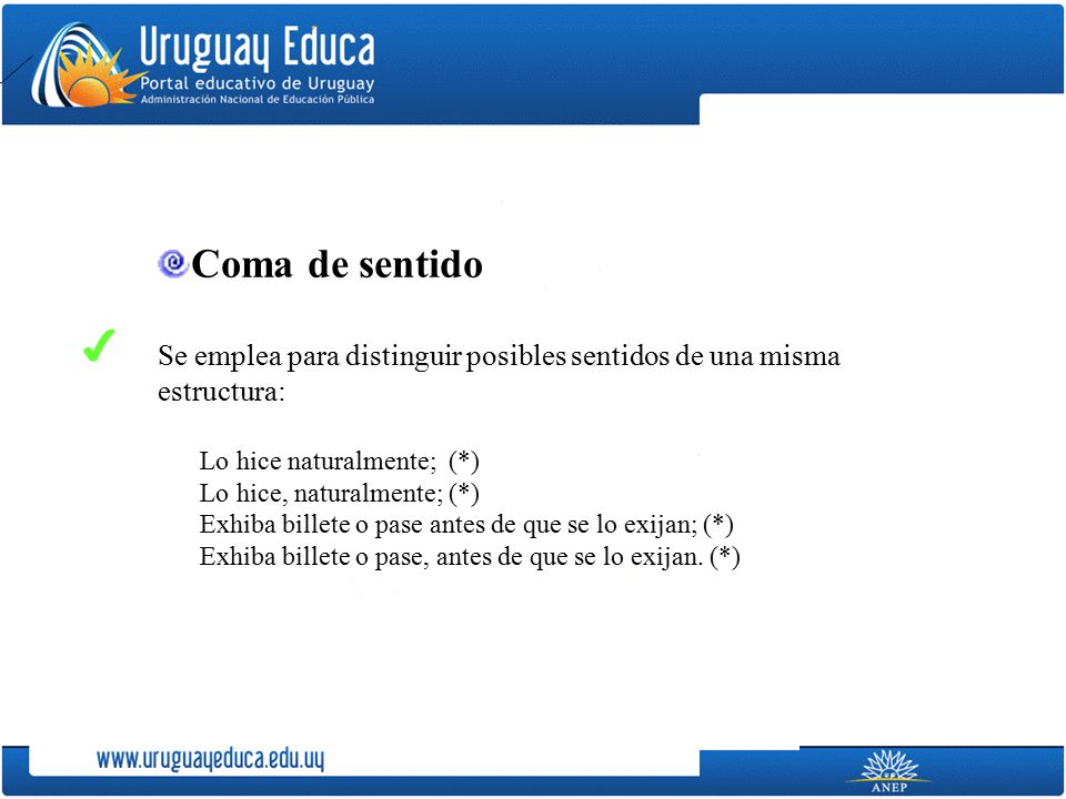 Coma de sentido Se emplea para distinguir posibles sentidos de una misma estructura: Lo hice naturalmente; (*)