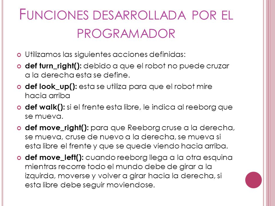 Funciones desarrollada por el programador