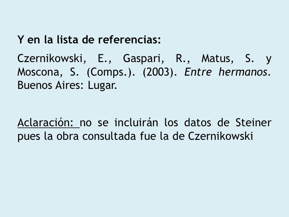 Y en la lista de referencias: