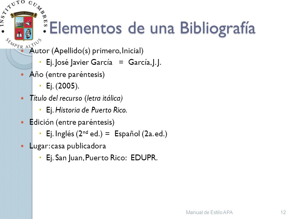 Elementos de una Bibliografía