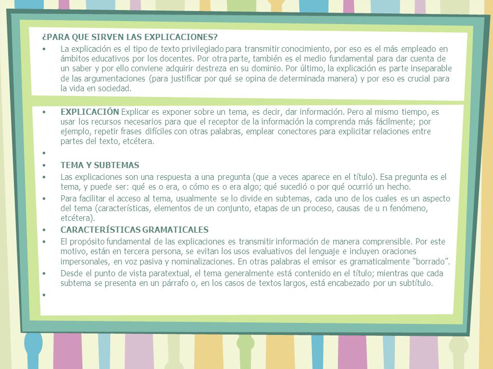 ¿PARA QUE SIRVEN LAS EXPLICACIONES