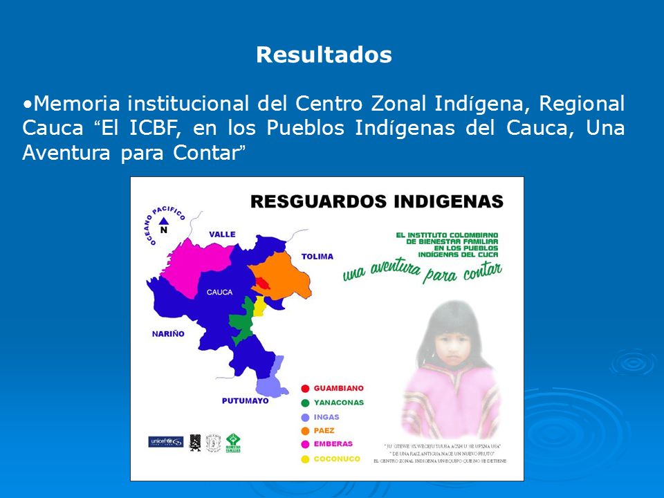 Resultados Memoria institucional del Centro Zonal Indígena, Regional Cauca El ICBF, en los Pueblos Indígenas del Cauca, Una Aventura para Contar