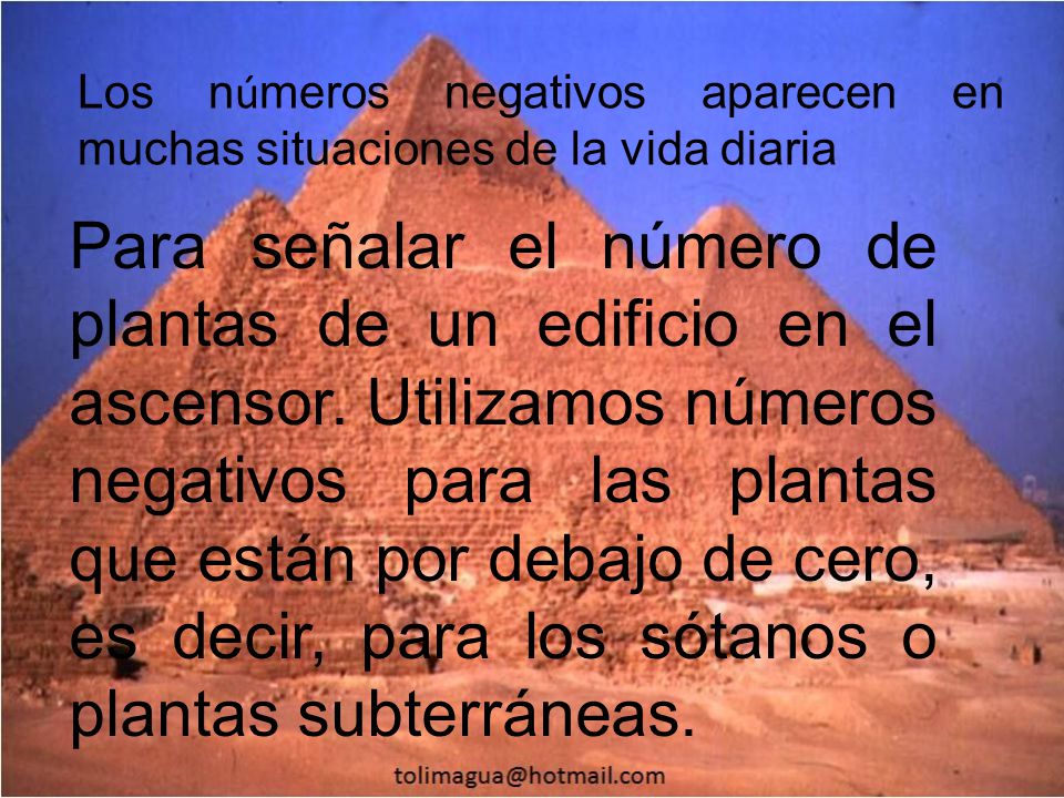Los números negativos aparecen en muchas situaciones de la vida diaria