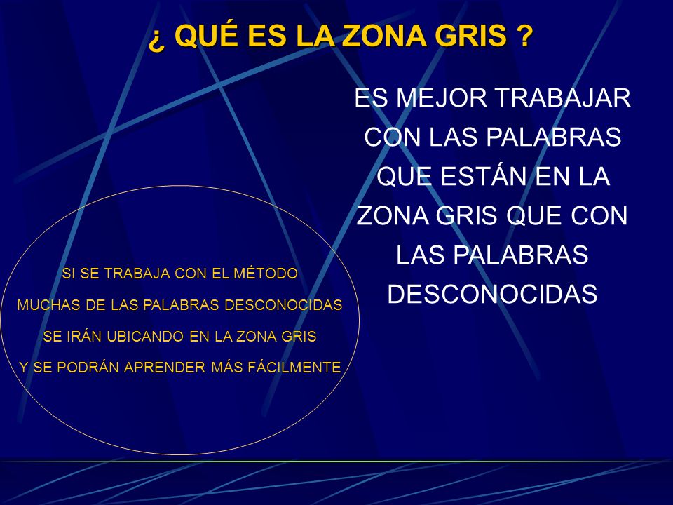 ¿ QUÉ ES LA ZONA GRIS ES MEJOR TRABAJAR CON LAS PALABRAS QUE ESTÁN EN LA ZONA GRIS QUE CON LAS PALABRAS DESCONOCIDAS.