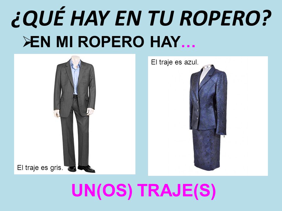 ¿QUÉ HAY EN TU ROPERO UN(OS) TRAJE(S) EN MI ROPERO HAY…