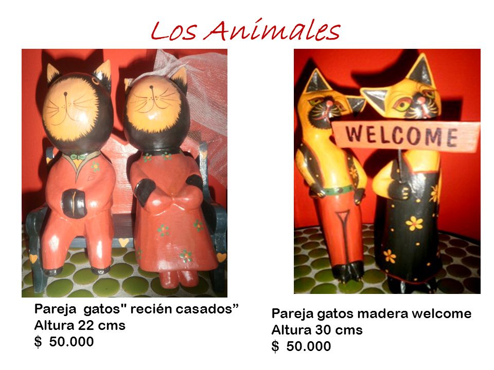 Los Animales Trio elefantes Altura: $ Pareja gatos madera welcome