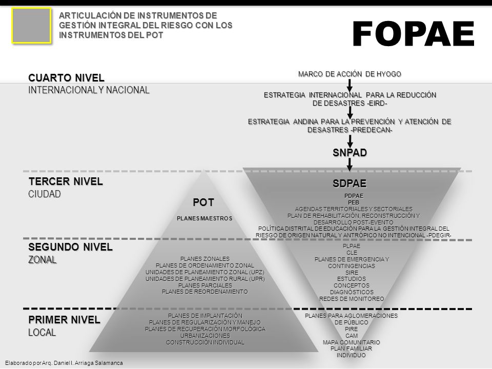 FOPAE CUARTO NIVEL INTERNACIONAL Y NACIONAL SNPAD TERCER NIVEL SDPAE