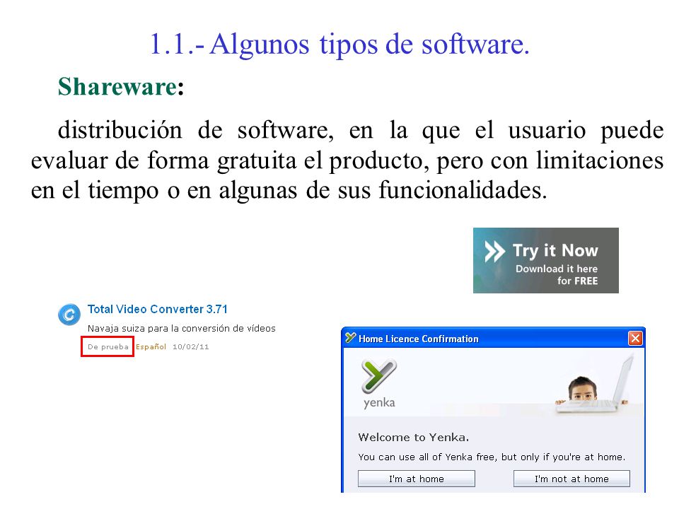 1.1.- Algunos tipos de software.