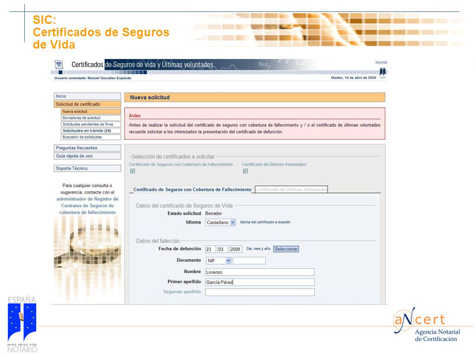 SIC: Certificados de Seguros de Vida