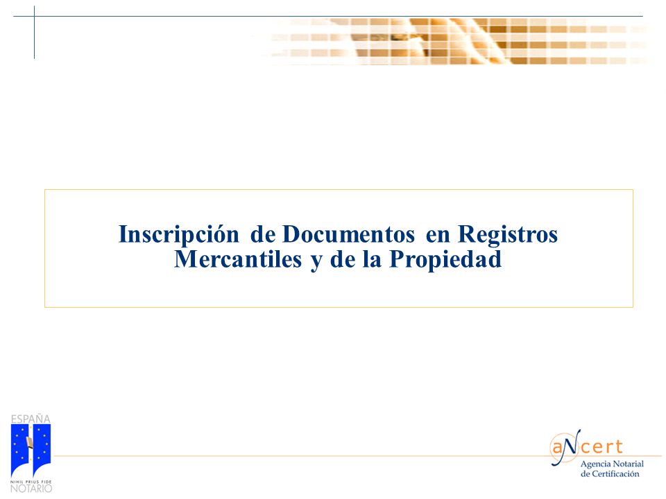 Inscripción de Documentos en Registros Mercantiles y de la Propiedad